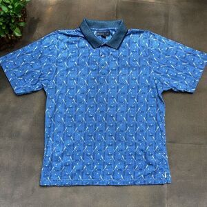 Grand Slam Vintage AOP Golf Clubs Baby Blue Polo Shirt Cotton Men's Size XL